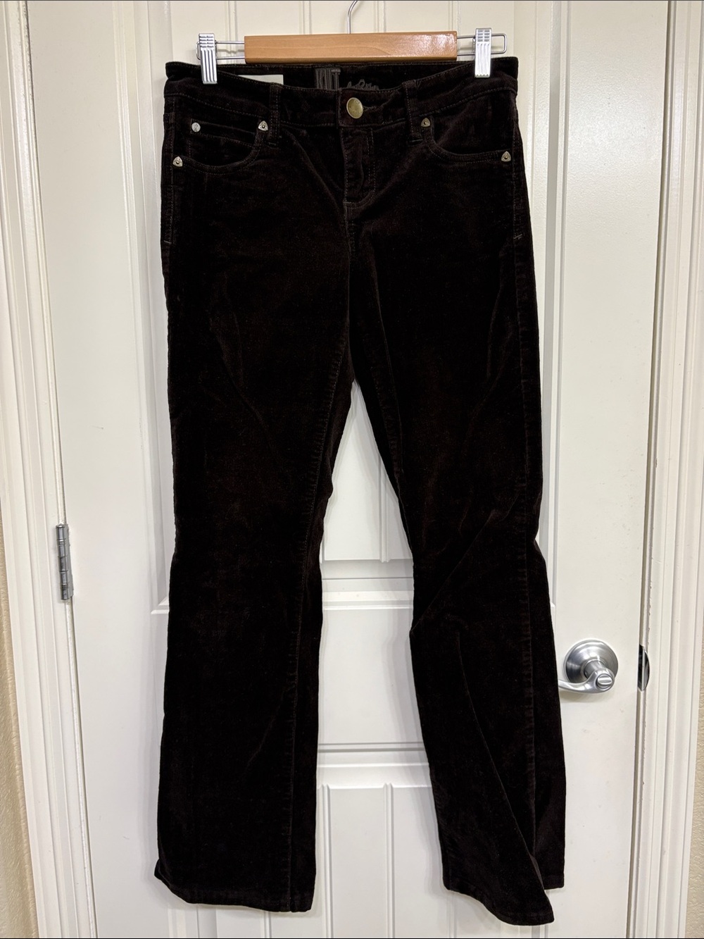 Kut from the Kloth Dark Brown Corduroy Farrah Baby Boot Cut Pants